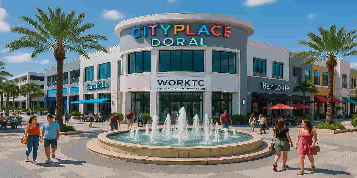 Modern urban scene at CityPlace Doral, FL, featuring WorkTC Miami-Dade Transaction Coordinators for international and luxury deals